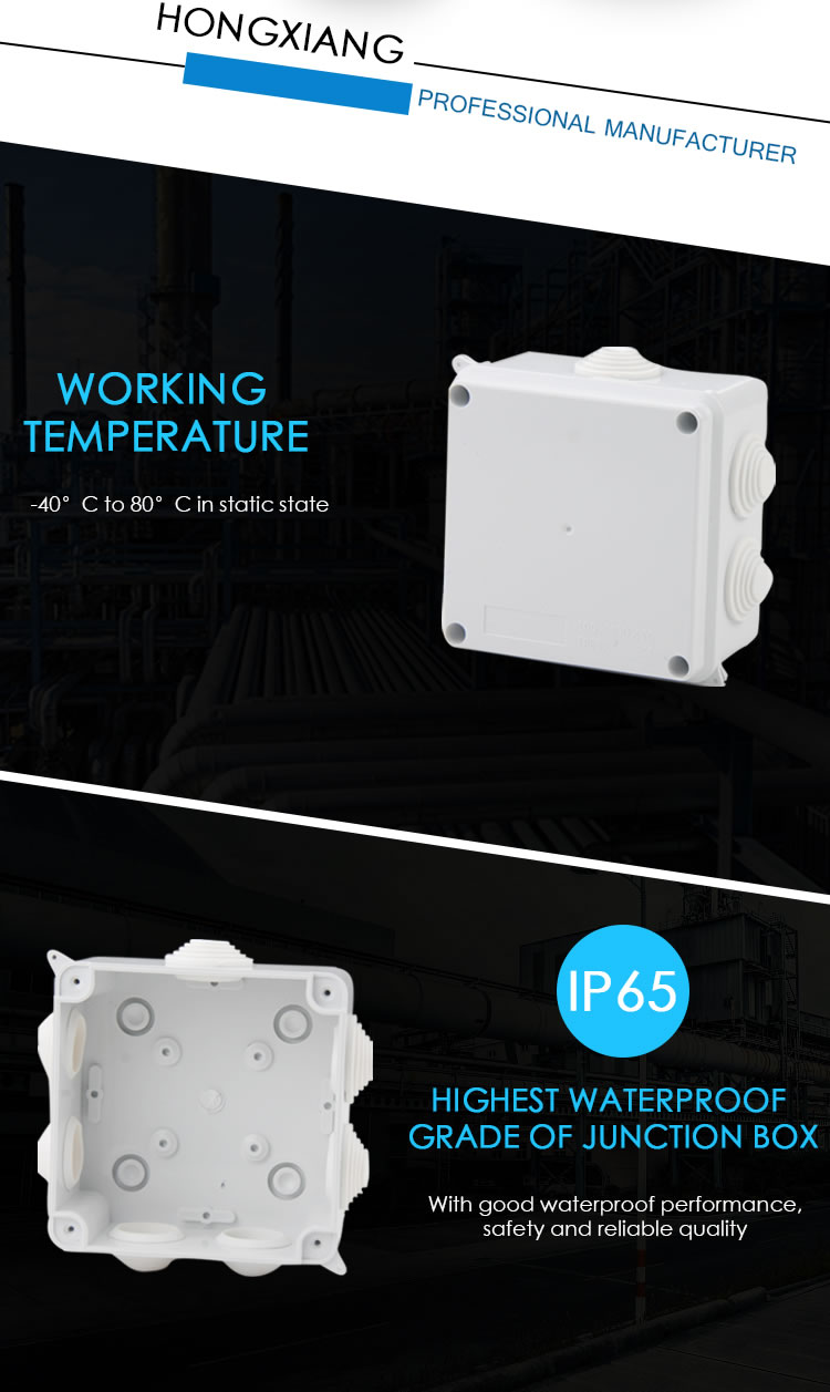 Outdoor Indoor ABS IP65 Plastic Waterproof Electrical Junction Box For Wiring
