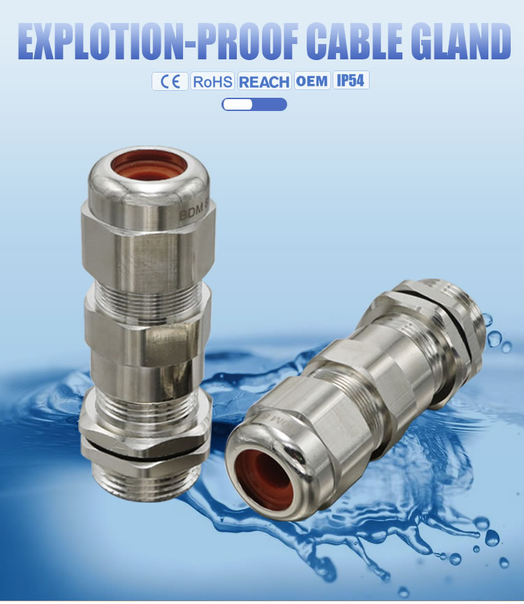 IP66 metal armoured metric explosion-proof cable gland