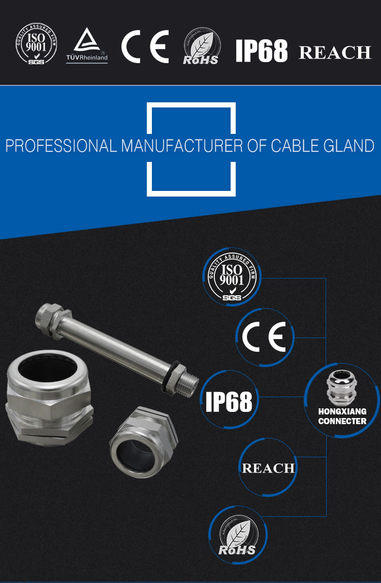 waterproof longer thread type stainless pg cable gland size chart