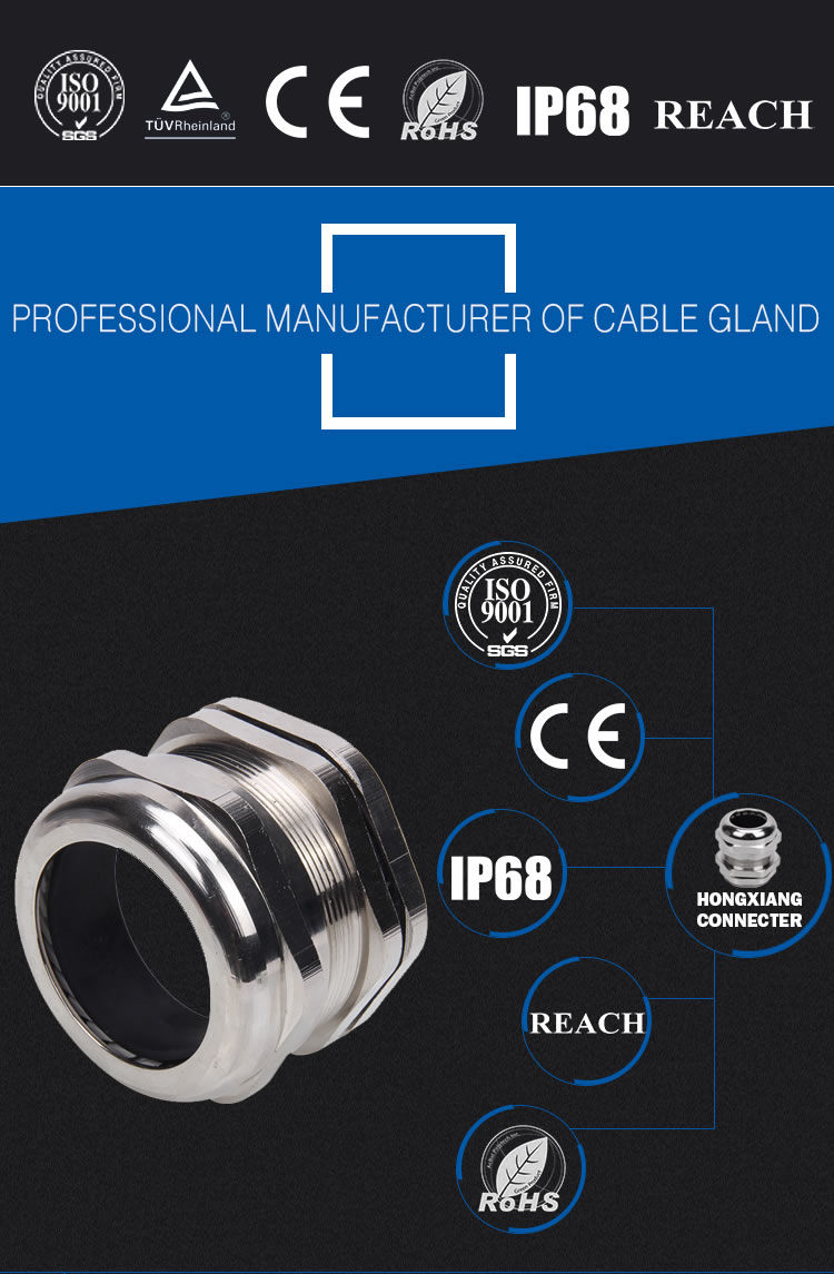 the block type EMC ip68 brass plated nickel metric cable glands