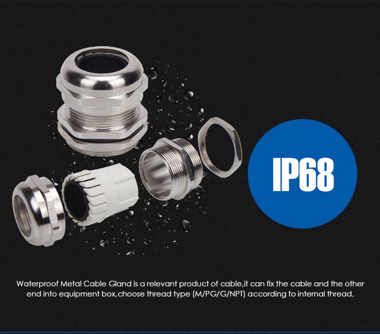 IP68 cord grips PG 7 metal cable gland types